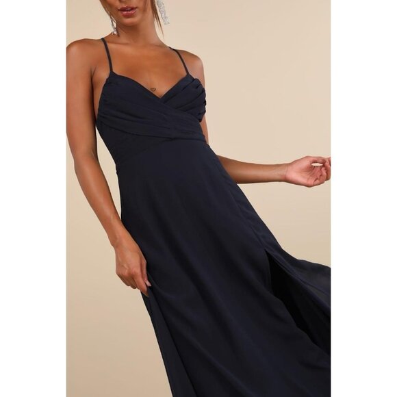 Lulus Event Ready Navy Blue Backless - Picture 1 of 10